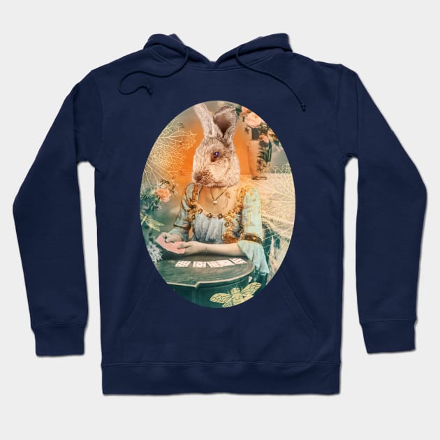 Go Ask Alice White Rabbit blue orange Hoodie by sandpaperdaisy